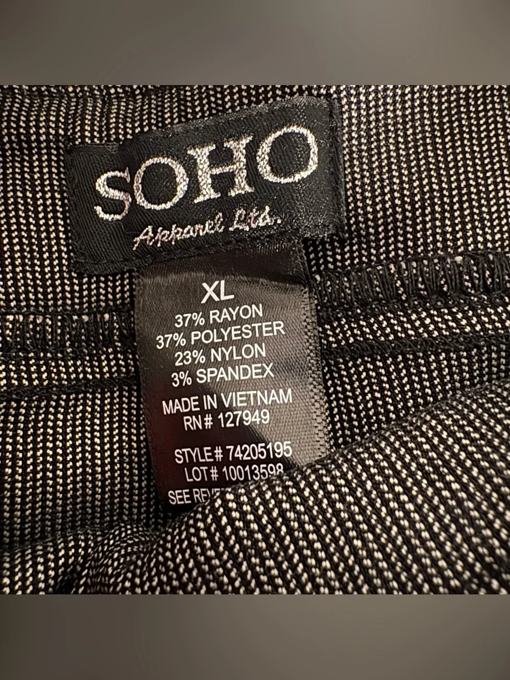 Soho dark grey pinstripe trousers woman’s XL